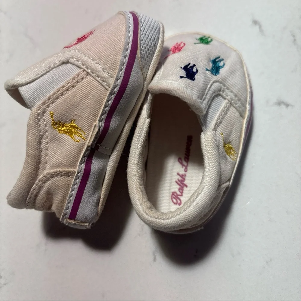 Polo Ralph Lauren Baby Slip-On Shoes Multicolor Pony 0-6M Crib Sneakers